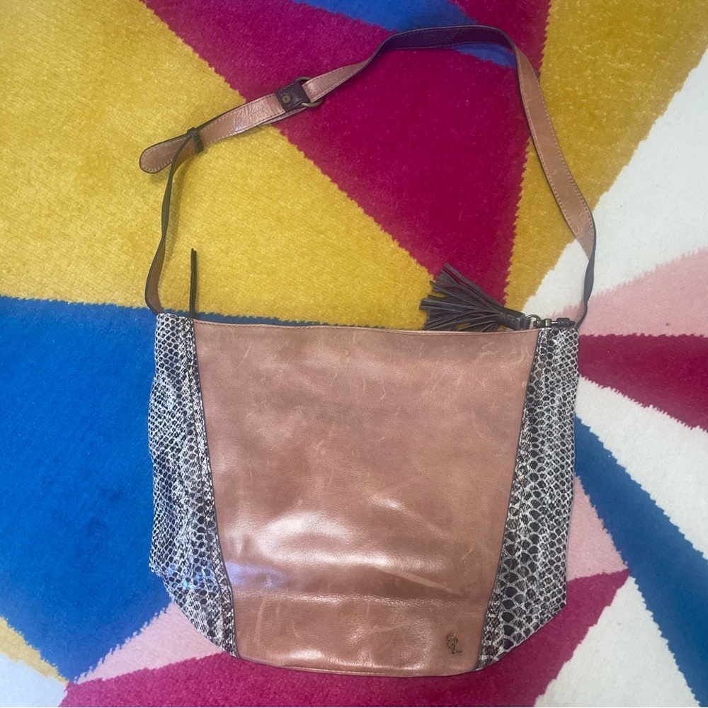 Elliott Lucca Brown Leather Shoulder Bag Purse